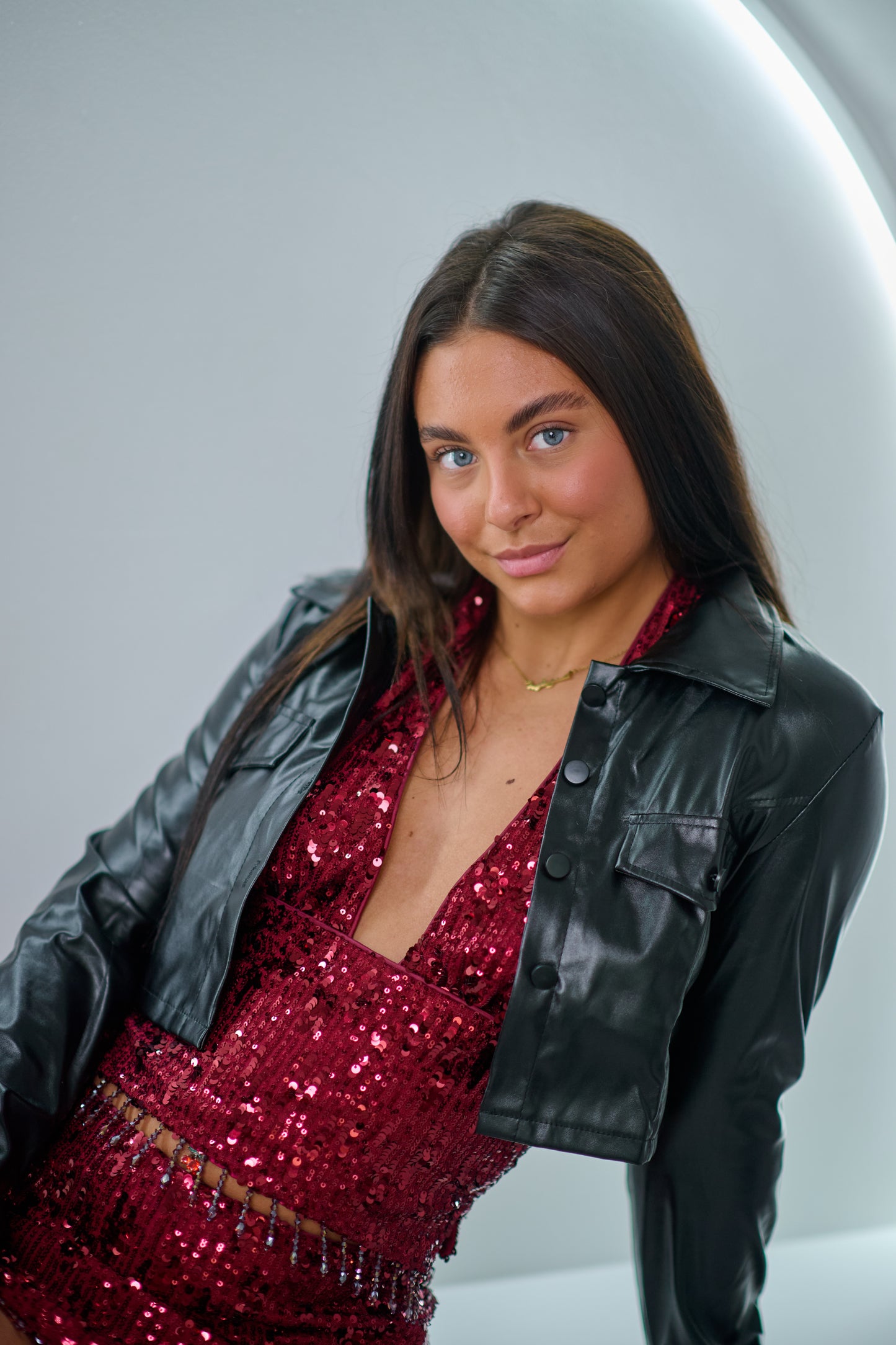 Cropped Faux Leather Jacket