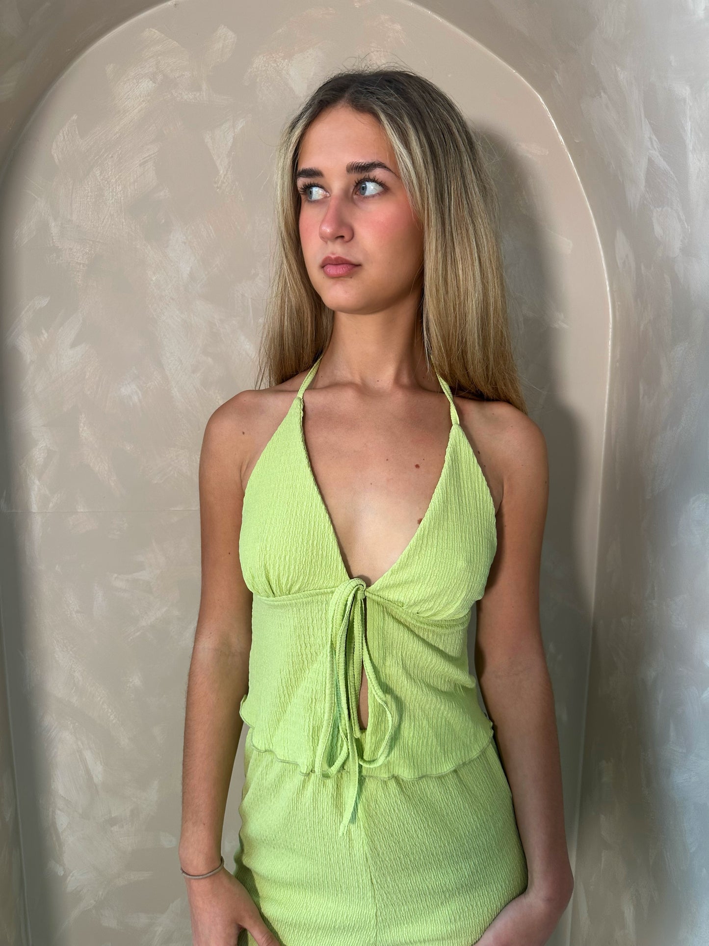 Halter Cami and Wide Leg Trousers in Green
