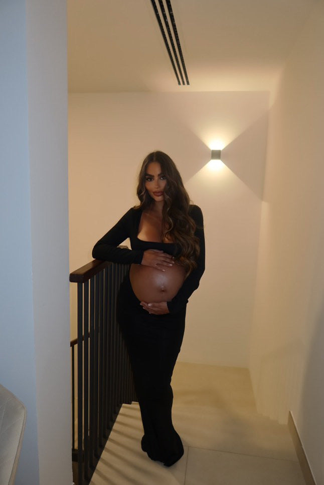 Maternity Cut Out Bump Maxi Dress in Black