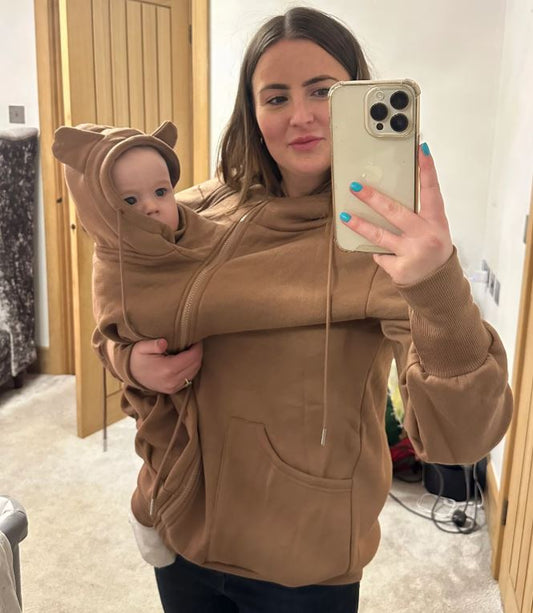 mother and baby hoodie baby carrier baby wearing wear baggy hoodie maternity postpartum fashion mothers day gift gifts 