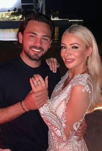 olivia attwood bradley dash footballer wedding dress vera wang designer wedding outfit guest bridesmaid accessory accessories hairband bag white dress bardot backless towie love island