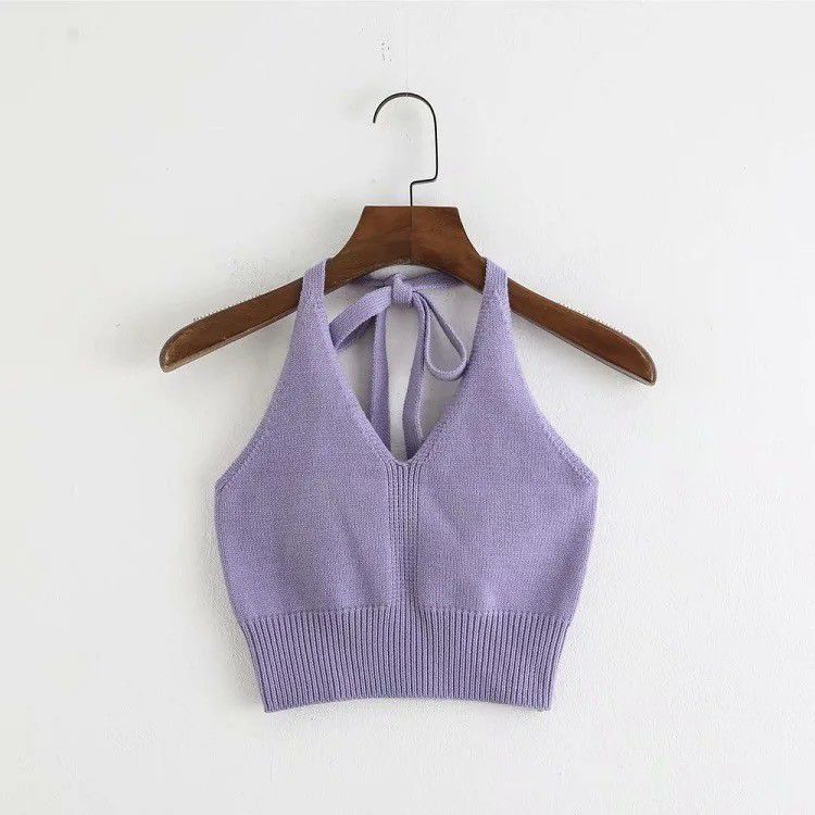 Halter Neck Knitted Crop Top