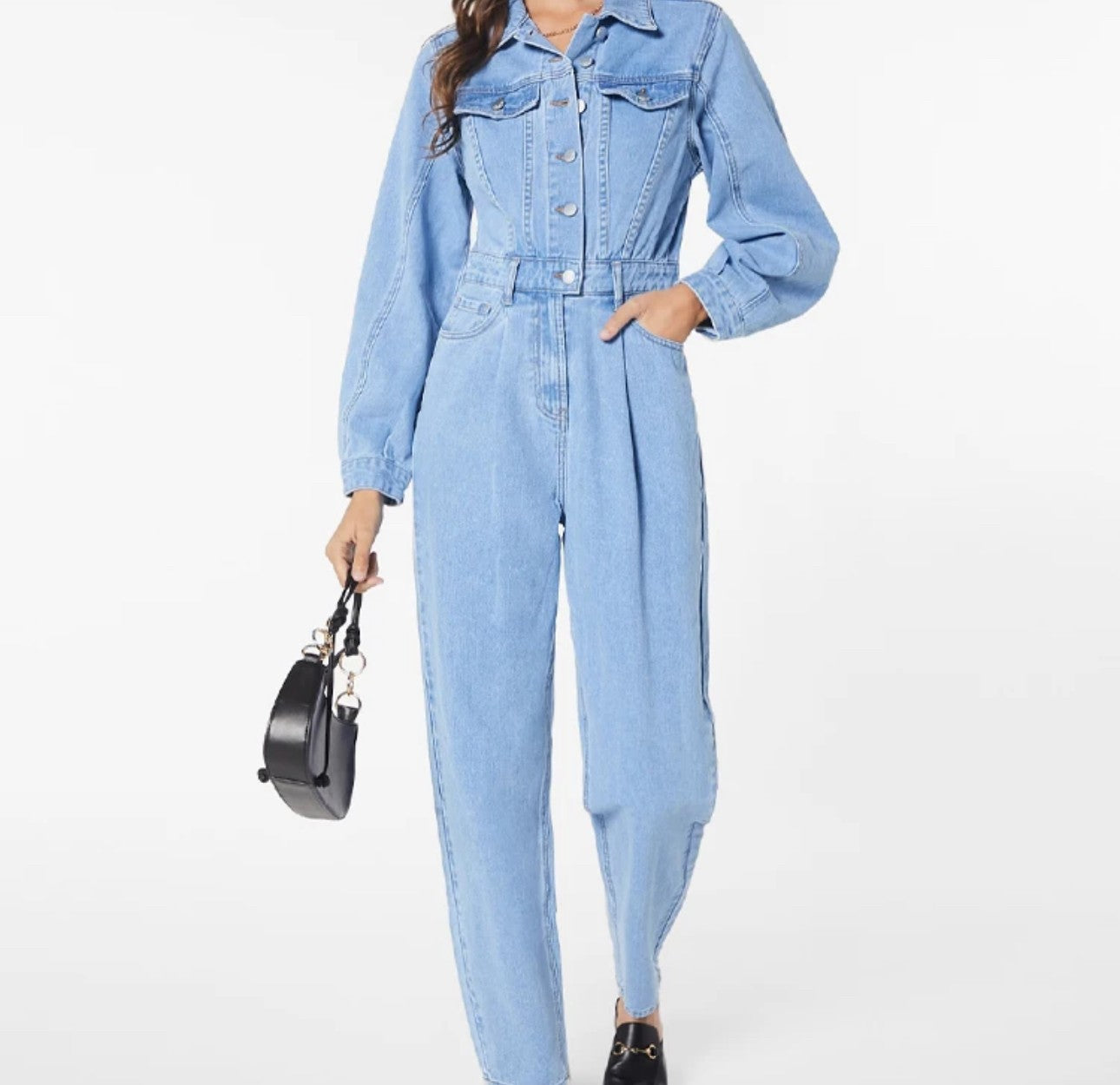 Denim Button Up Boiler Suit