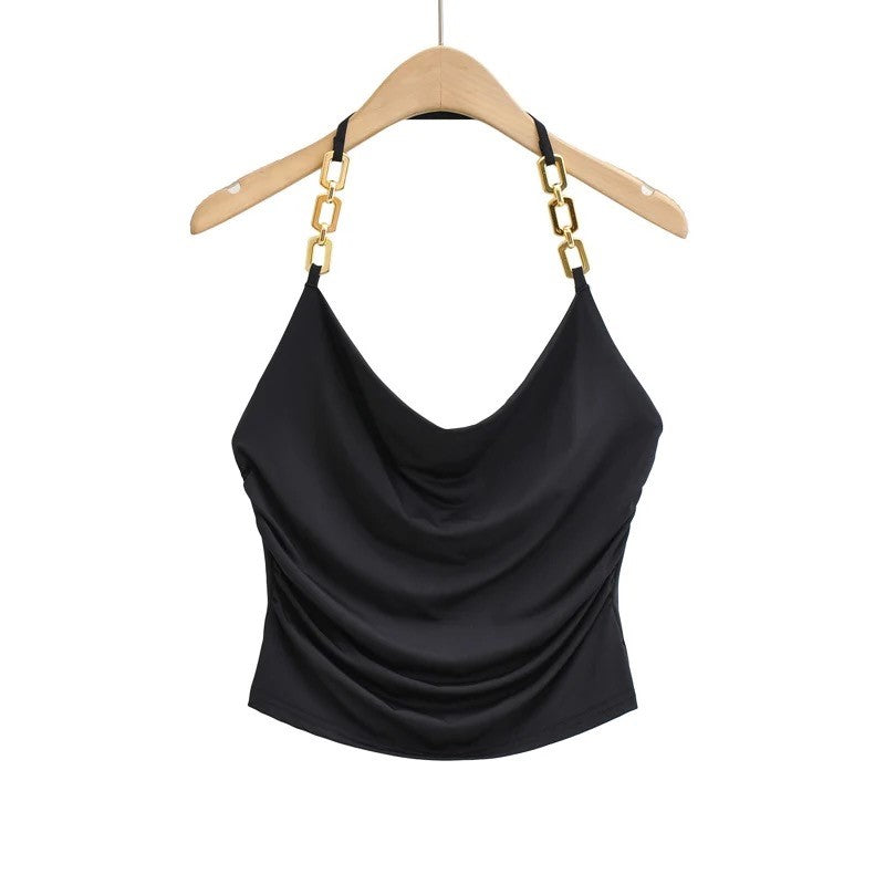 Ring Neck Halter Cami Crop Top in  Four Colour Ways