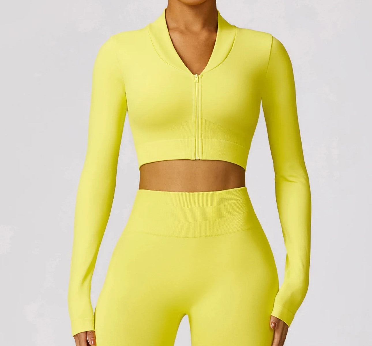 Zip Up Sports Crop Top and Yoga Pants Set in Five Colour Ways