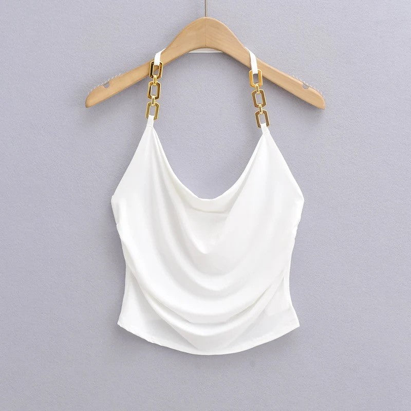 Ring Neck Halter Cami Crop Top in  Four Colour Ways