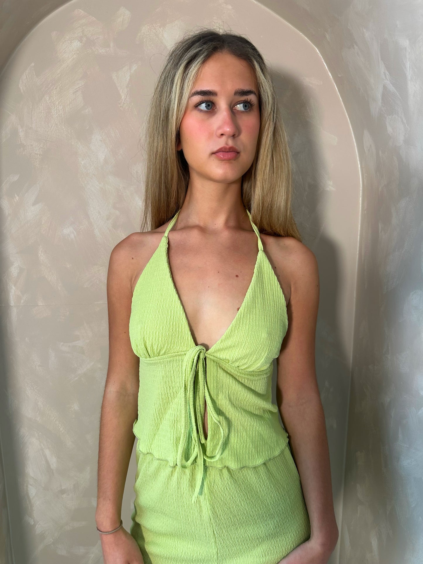 Halter Cami and Wide Leg Trousers in Green
