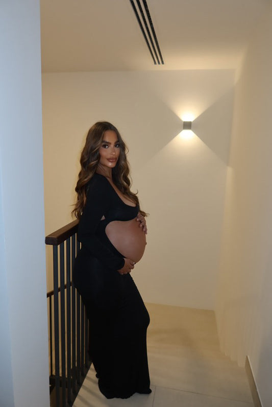 Maternity Cut Out Bump Maxi Dress in Black