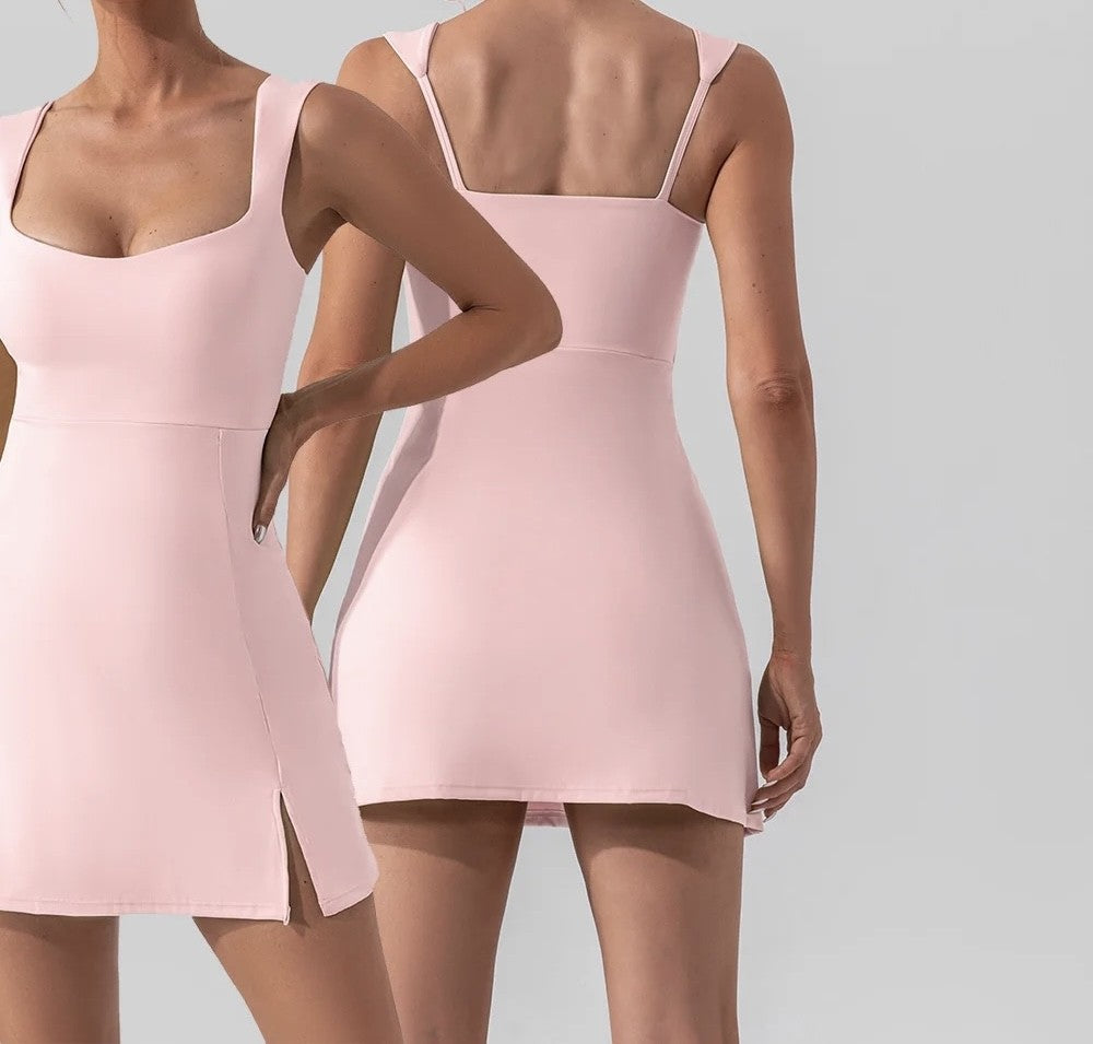 Baby Doll Split Mini Dress in Pink