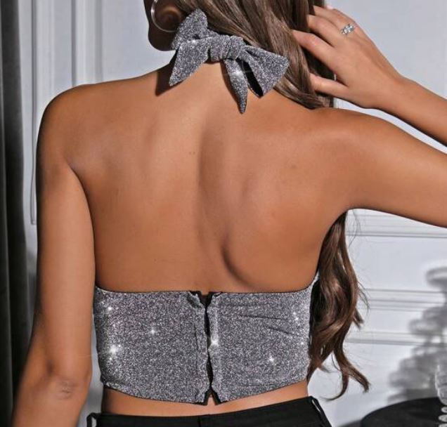 Glitter Underwire Corset in Silver