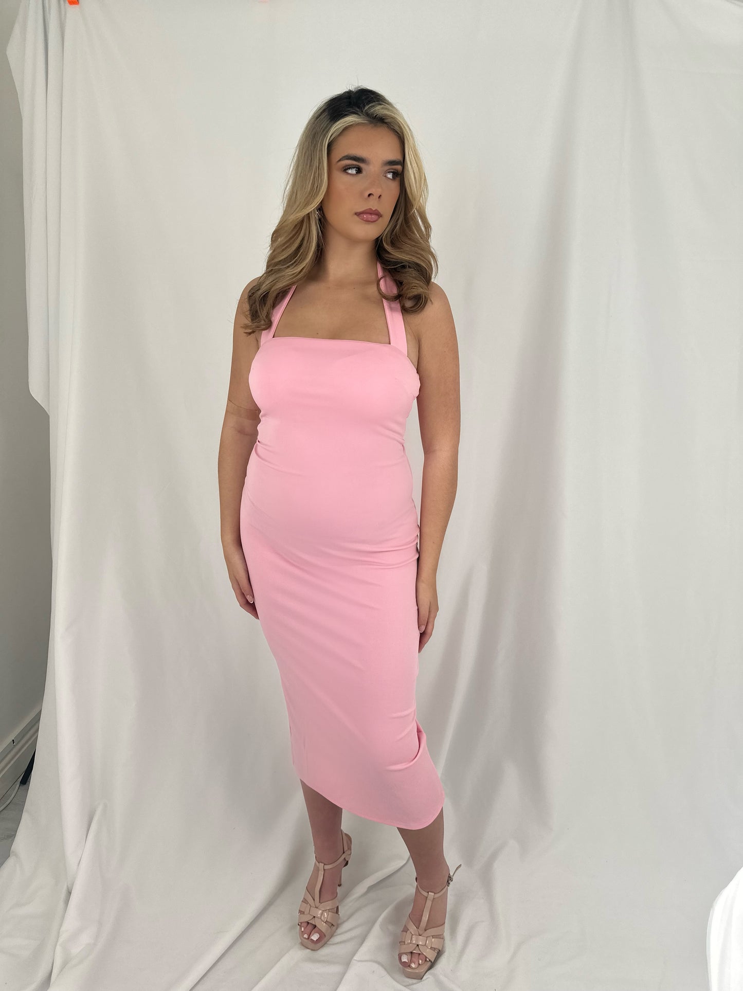 The Brooke Midi Dress in Pink