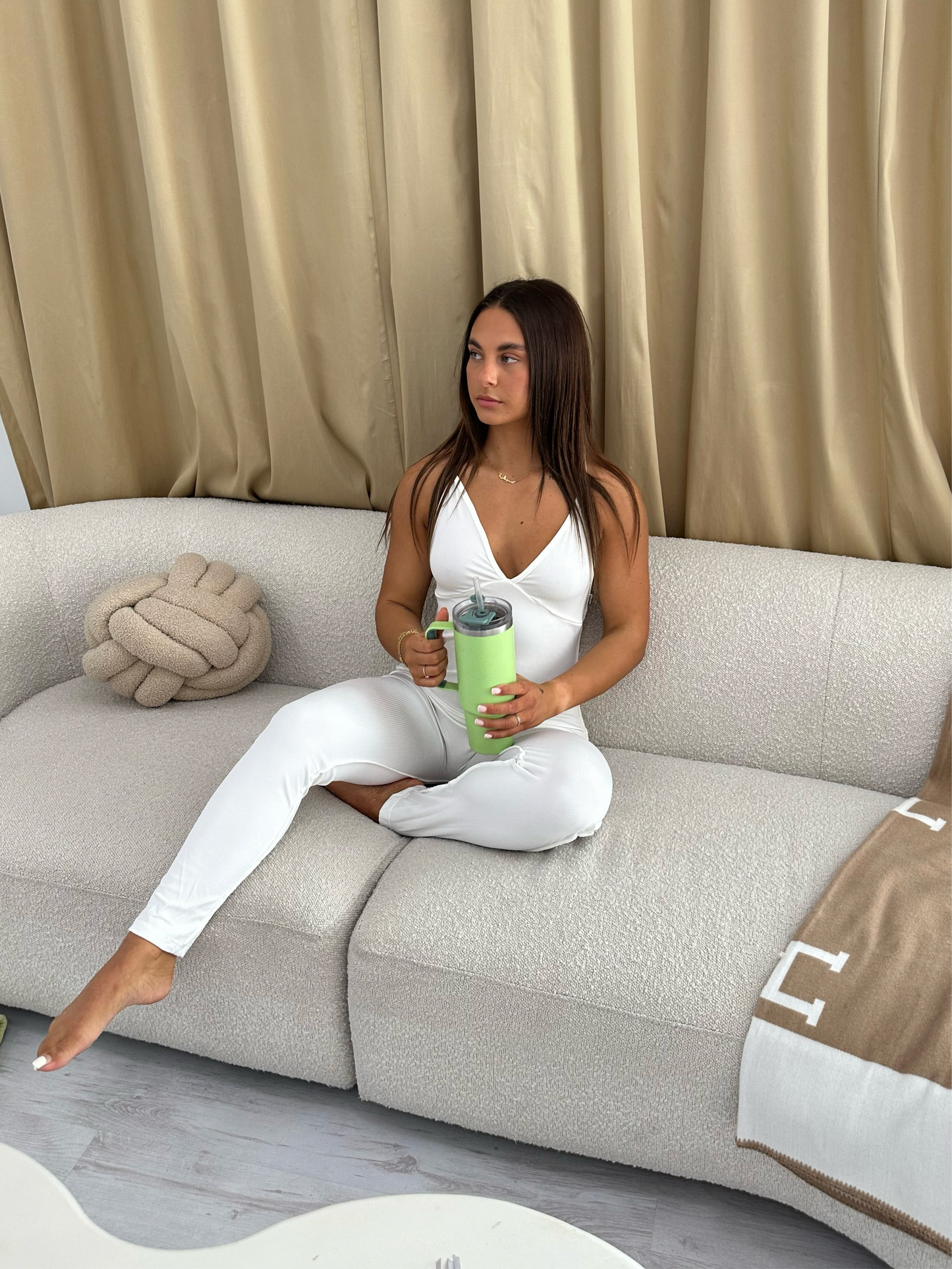 Ribbed Jumpsuit in Grey or white