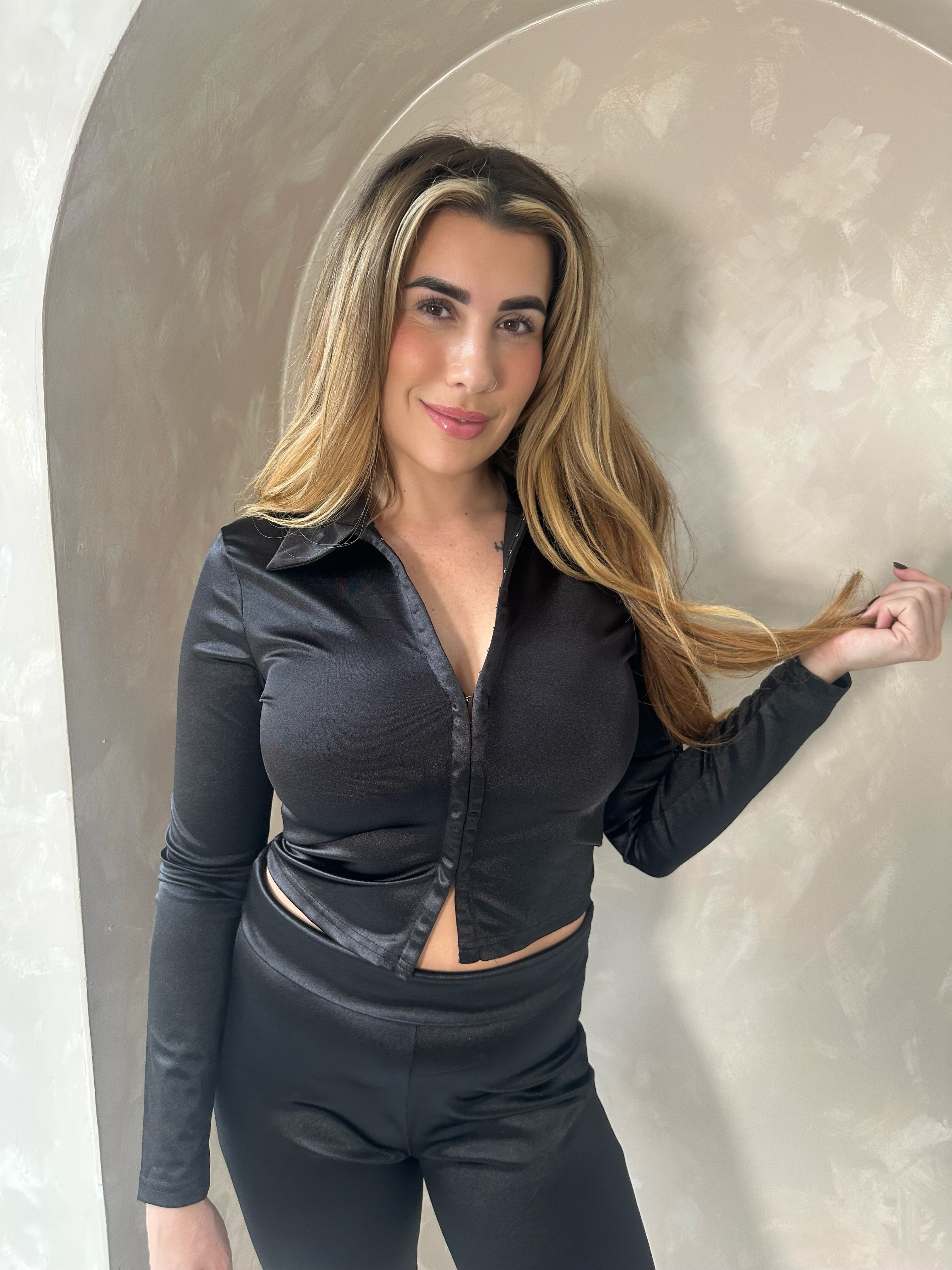 Satin Multi Hook Top and Trousers Set