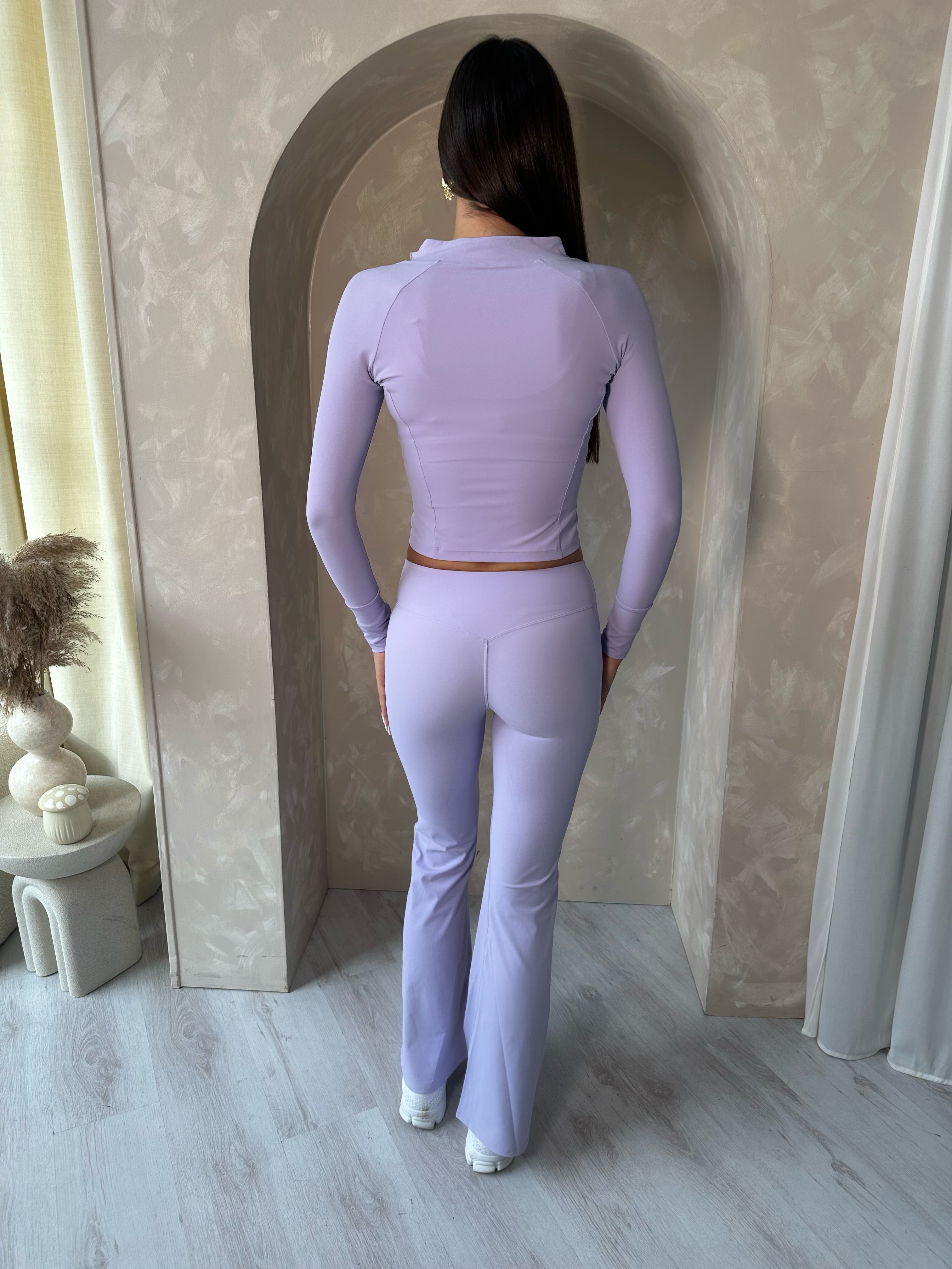 Crop, Leggings, and Jacket Gym Set in Purple or Black