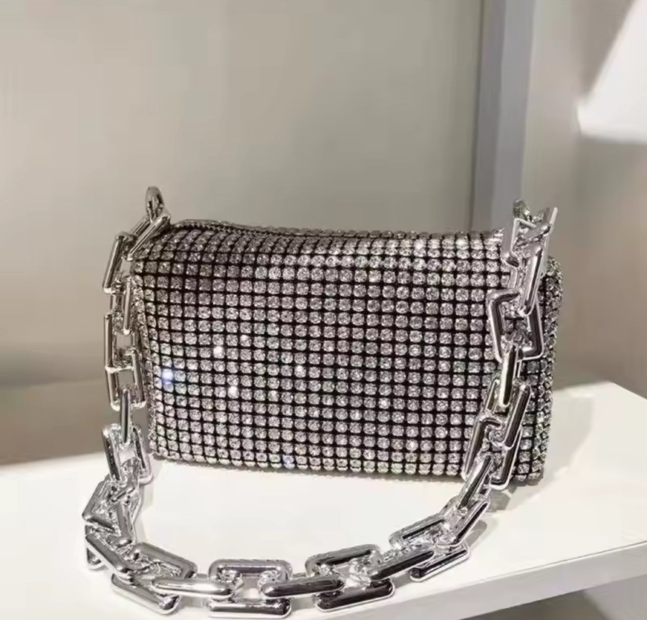 Rhinestone Chain Link Shoulder Bag