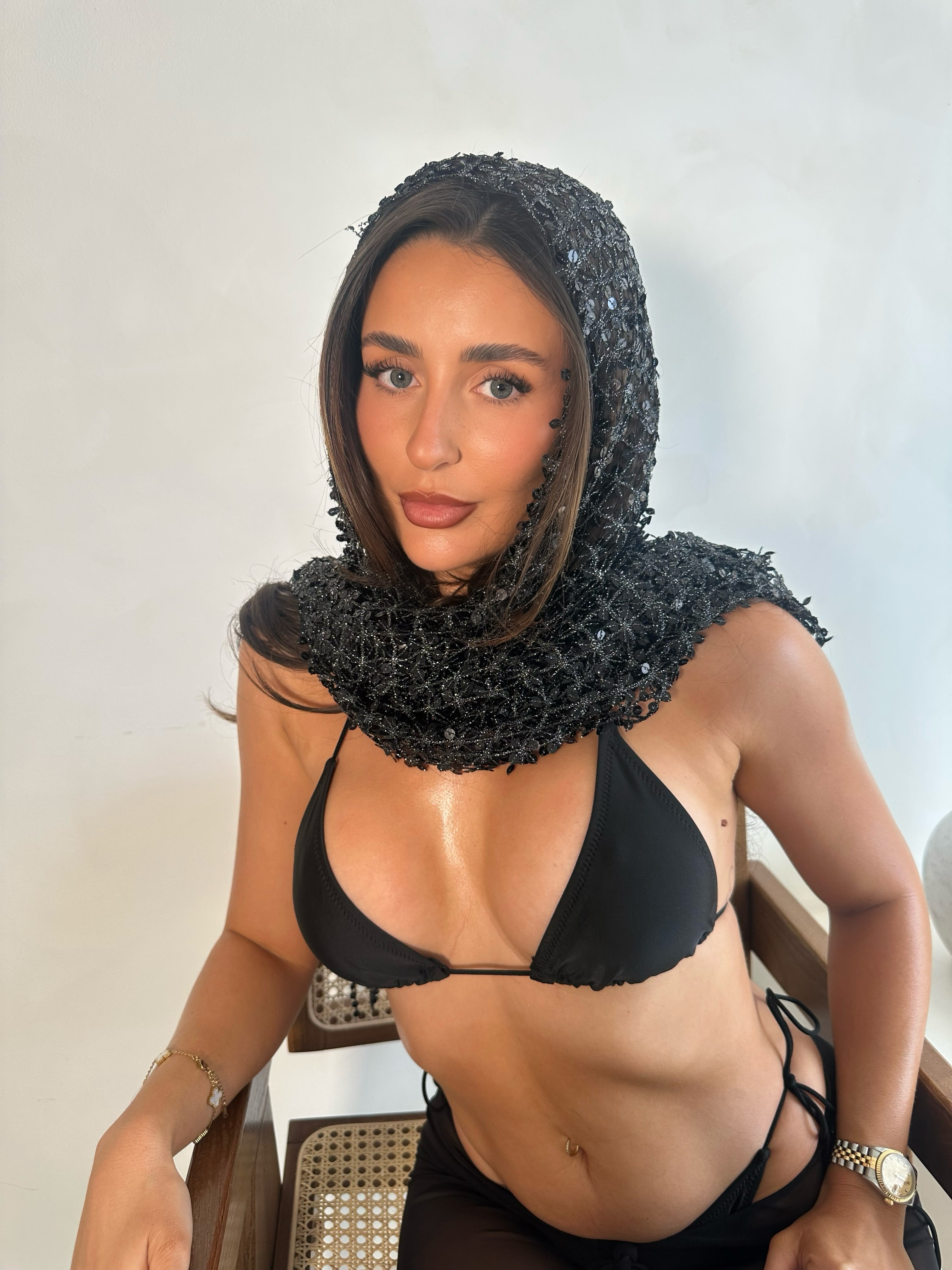 Multi Wear Sequin Scarf in Black