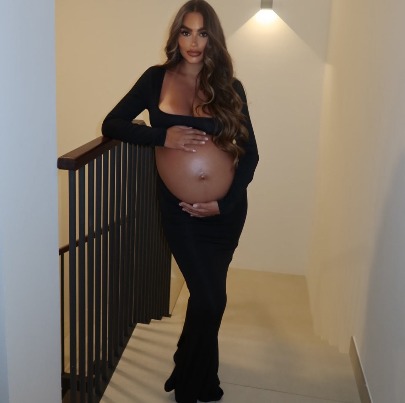 Maternity Cut Out Bump Maxi Dress in Black