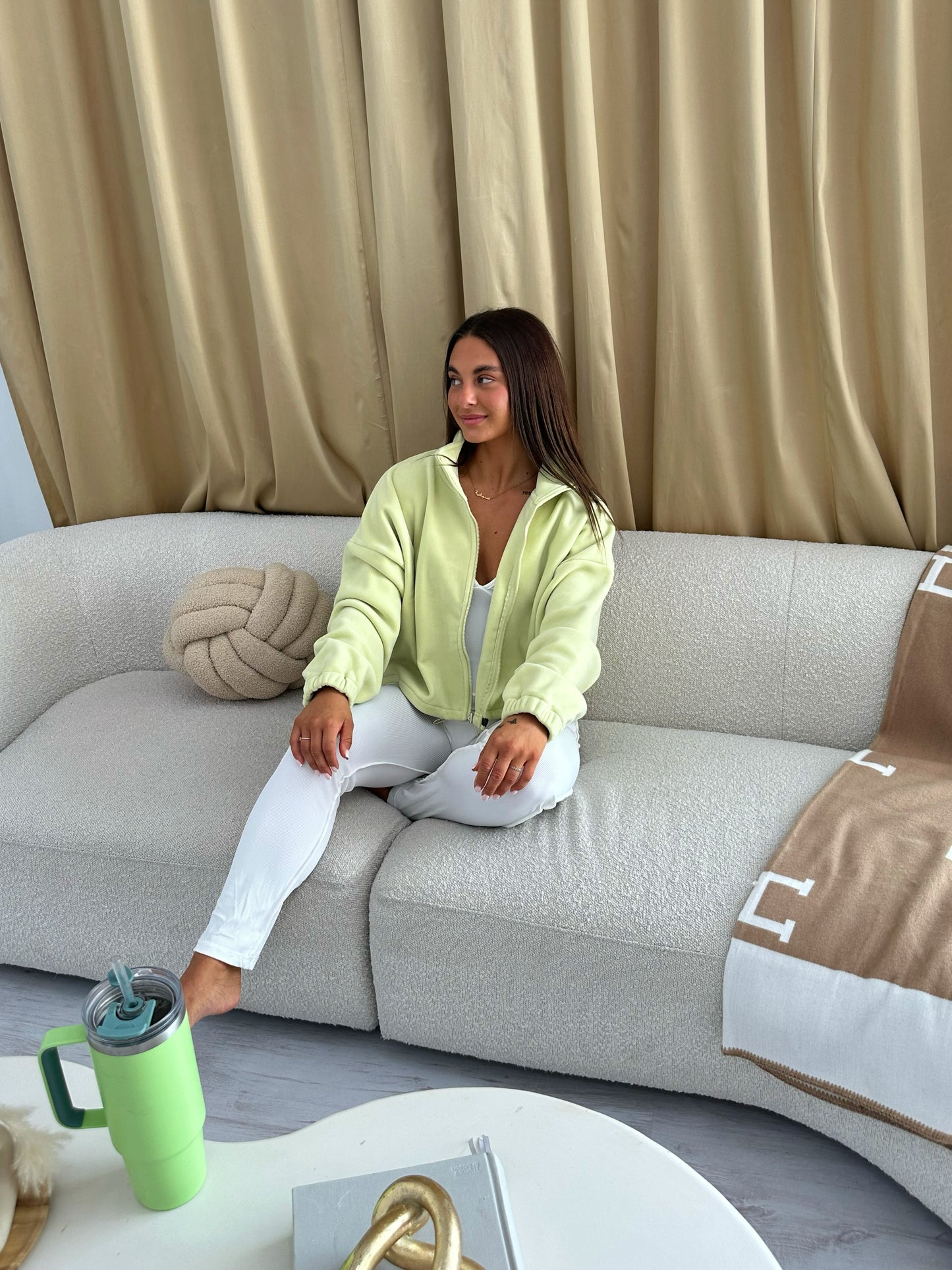 Oversized Zip Fleece in Green