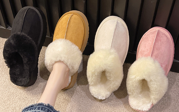 Faux Fur Slip On Platform Shoe in Pink, Black or Cream