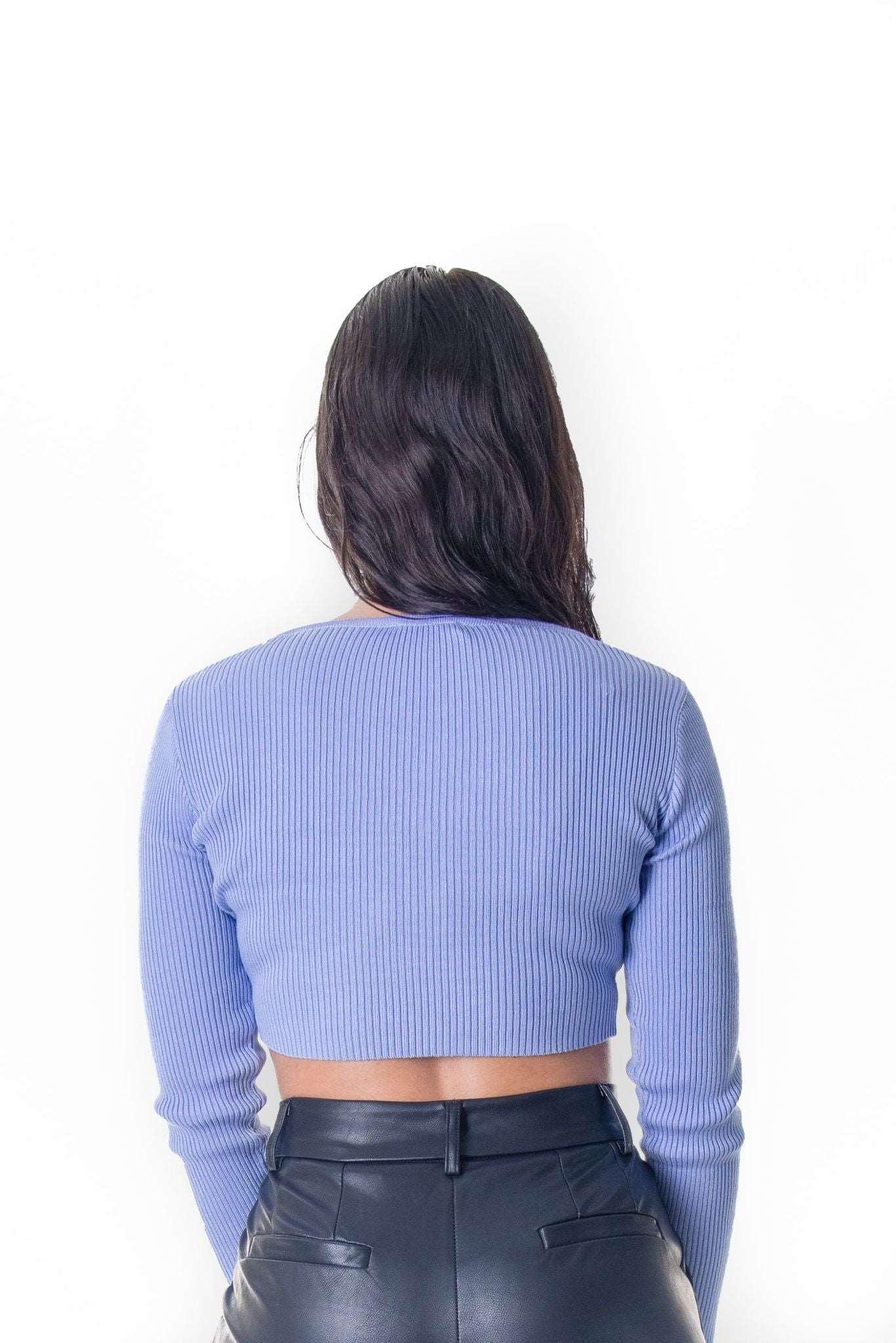 Cropped Knitted Jumper in Purple