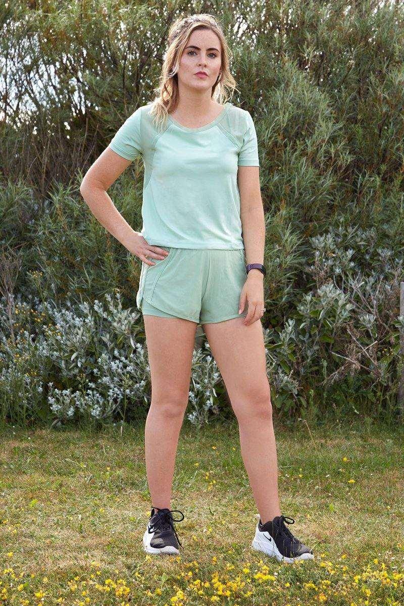 Double Layer Gym Shorts in Mint - watts that trend