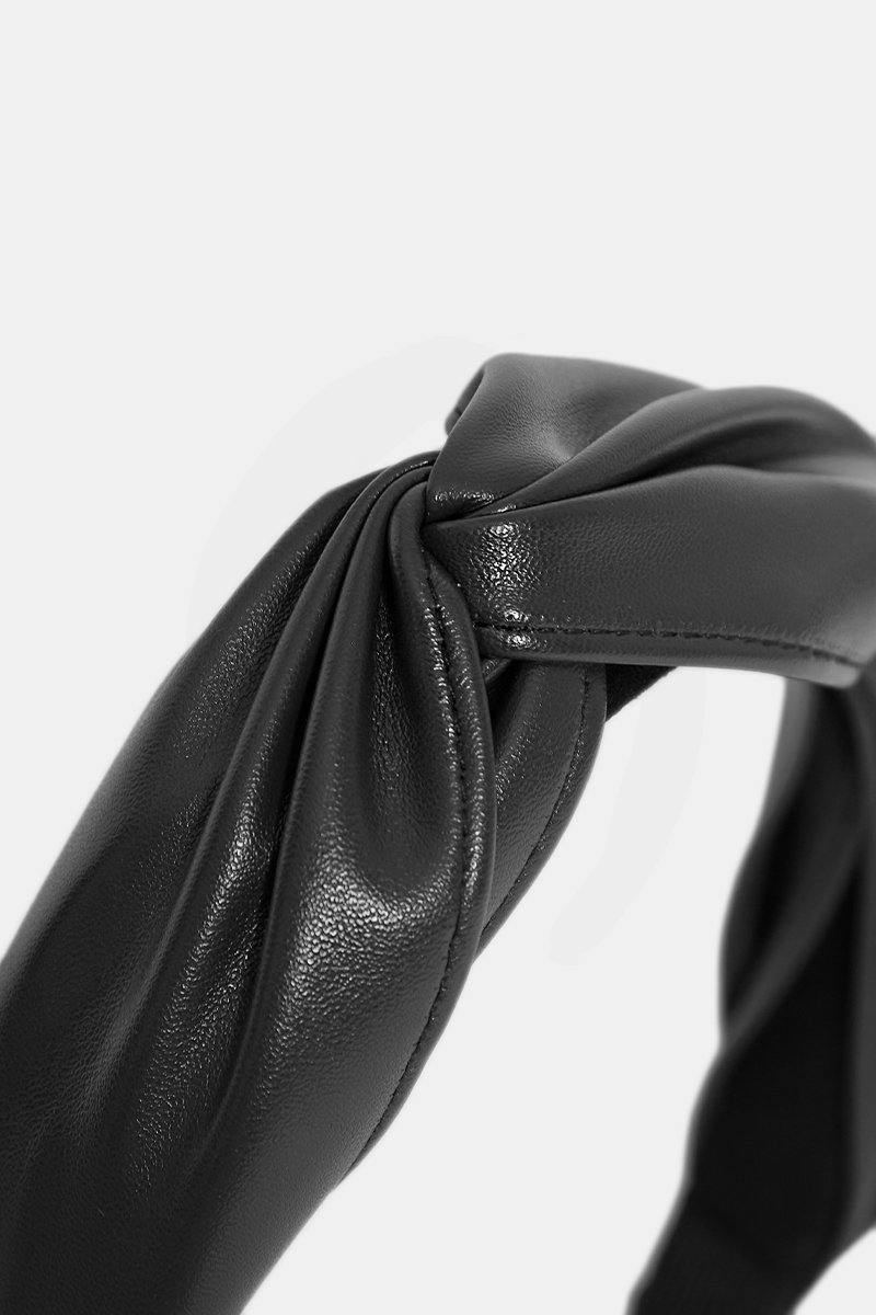 Faux Leather Hairband in Black - watts that trend