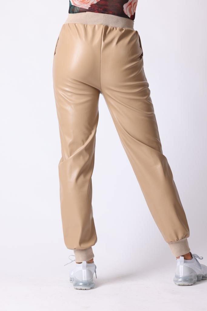 Faux Leather Jogger Style Trousers - watts that trend