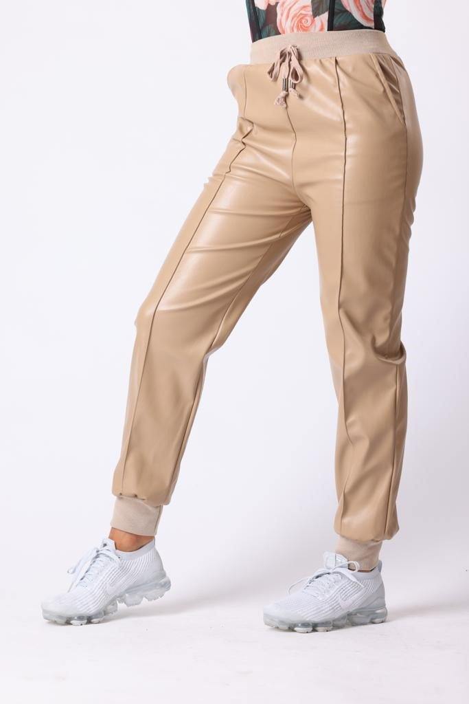 Faux Leather Jogger Style Trousers - watts that trend