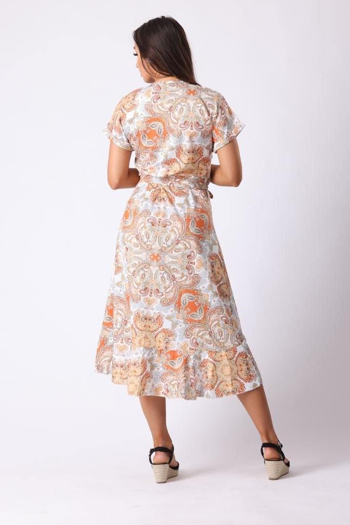 Floral Tie Waist Midi Dress - watts that trend