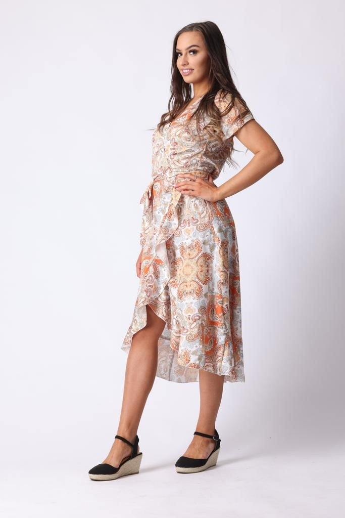 Floral Tie Waist Midi Dress - watts that trend