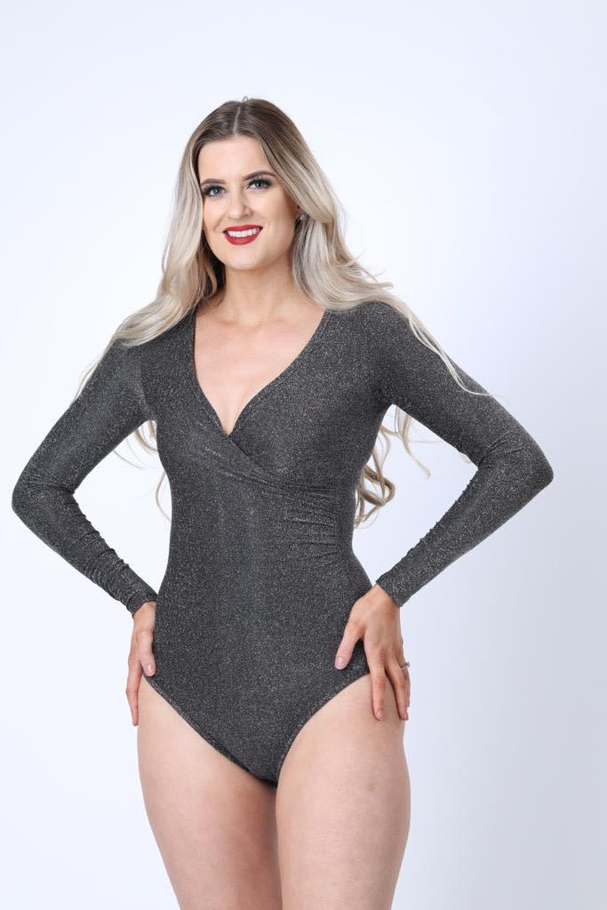 Glitter Bodysuit in Grey - watts that trend