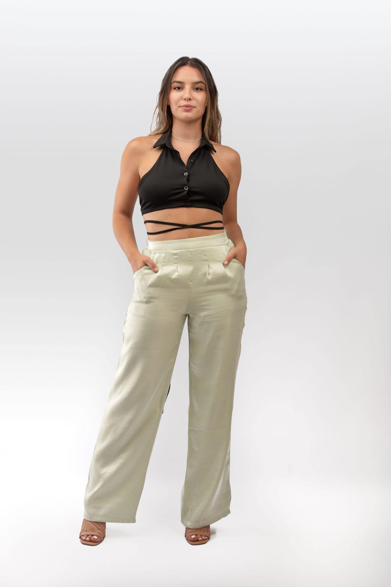 Halter Neck Tie Round Crop Top in Black - watts that trend