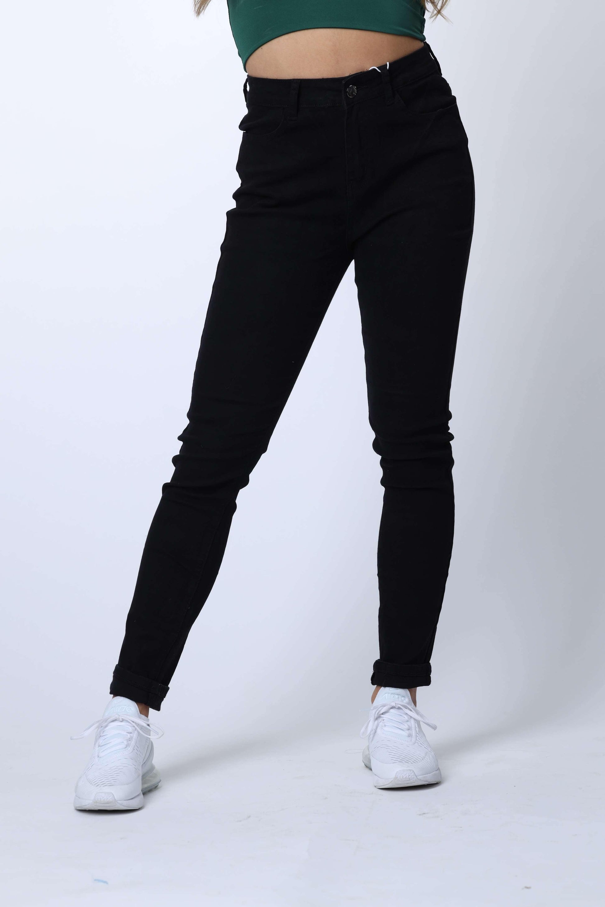 High Waist Skinny Jeans in Black - watts that trend