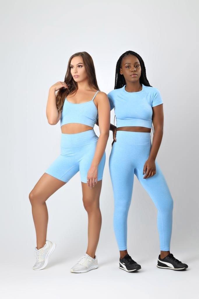 Short Sleeve Crop Top in Blue - watts that trend