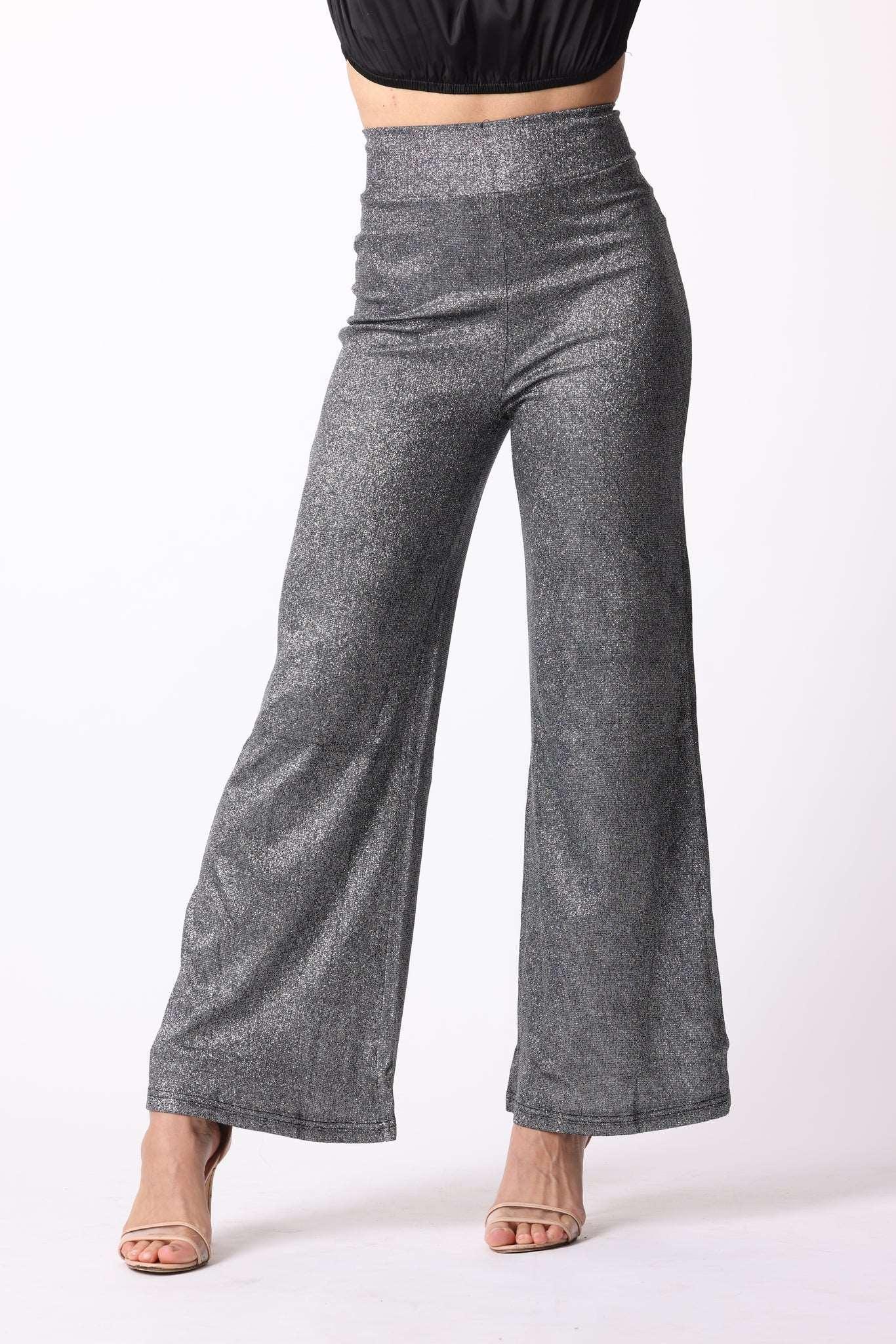 Sparkly Wide Leg Trousers in Grey