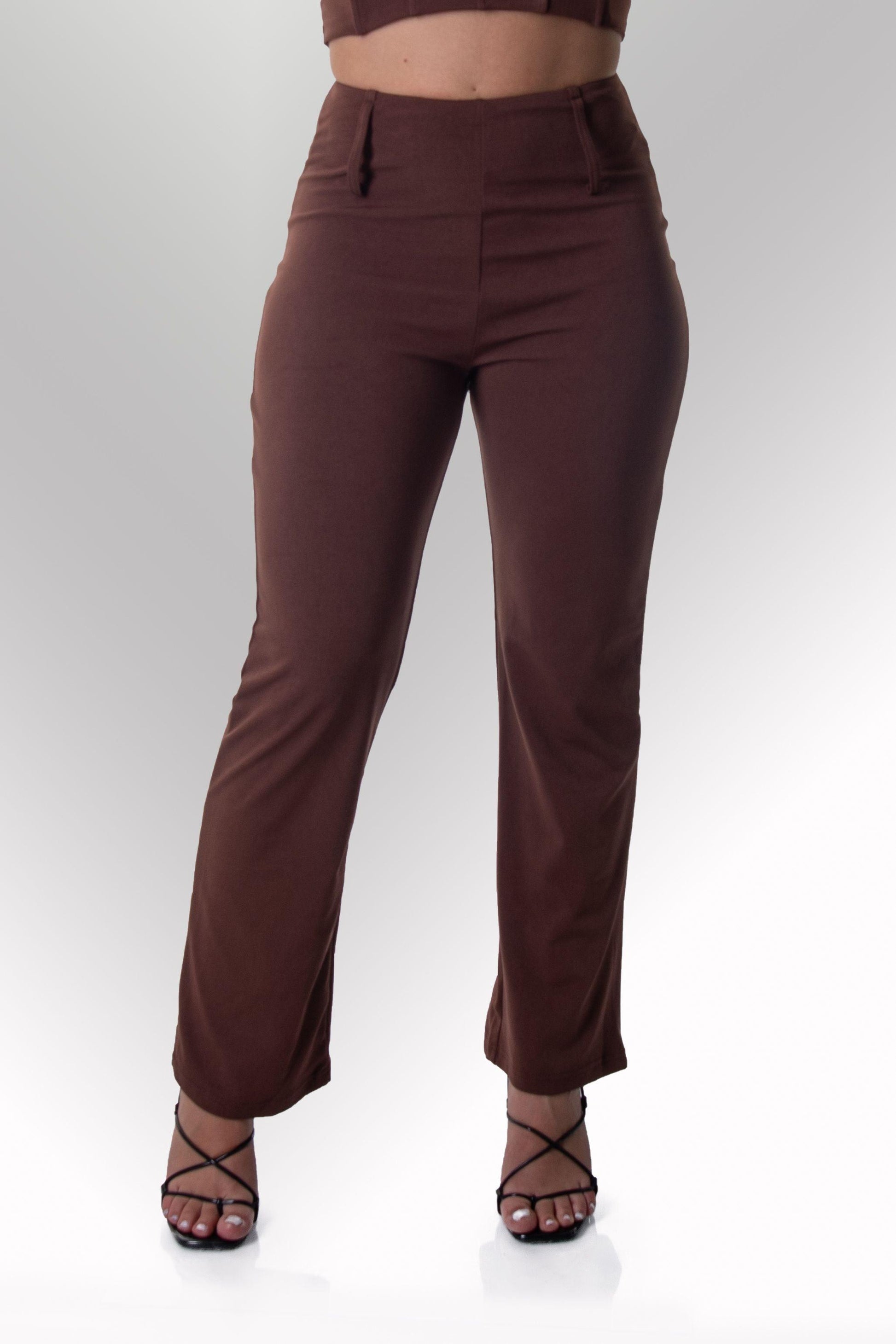 Straight Legged Trousers in Brown - watts that trend