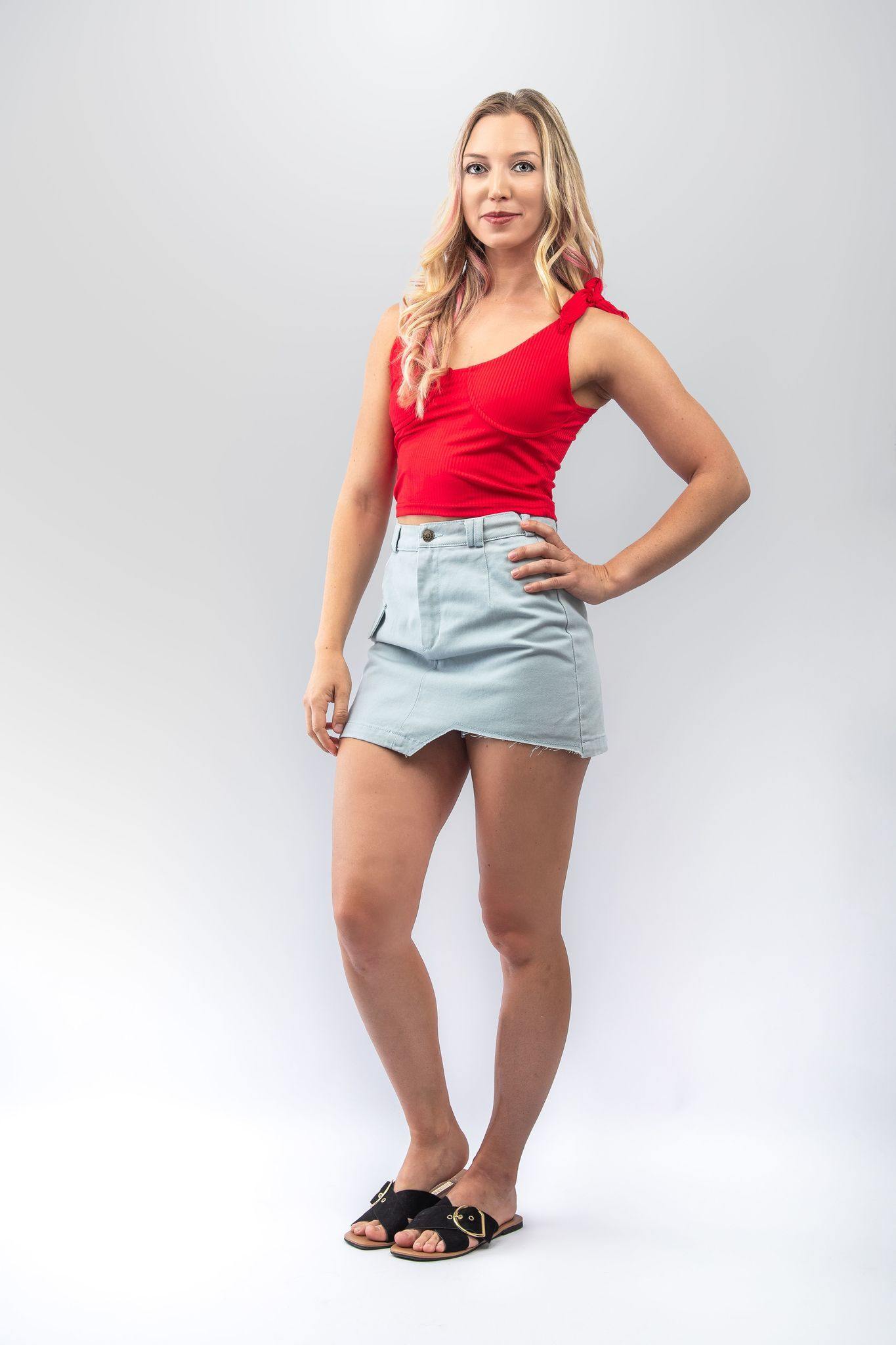 Tie Shoulder Crop Top in Red - watts that trend