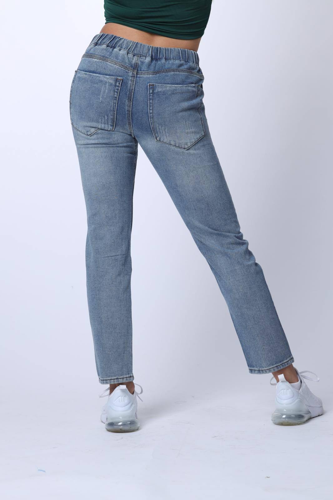 Tie Waist Ripped Jeans in Blue - watts that trend